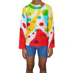 Polkadot Color Rainbow Red Blue Yellow Green Kids  Long Sleeve Swimwear by Mariart