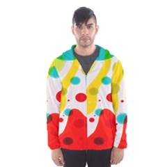 Polkadot Color Rainbow Red Blue Yellow Green Hooded Wind Breaker (men) by Mariart