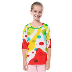 Polkadot Color Rainbow Red Blue Yellow Green Kids  Quarter Sleeve Raglan Tee