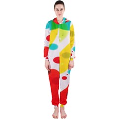 Polkadot Color Rainbow Red Blue Yellow Green Hooded Jumpsuit (ladies)  by Mariart