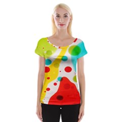 Polkadot Color Rainbow Red Blue Yellow Green Women s Cap Sleeve Top by Mariart