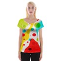 Polkadot Color Rainbow Red Blue Yellow Green Women s Cap Sleeve Top View1