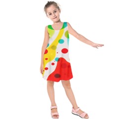 Polkadot Color Rainbow Red Blue Yellow Green Kids  Sleeveless Dress by Mariart