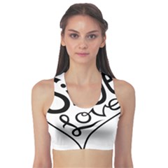 Singer Love Sign Heart Sports Bra by Mariart