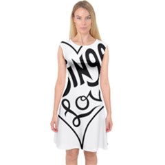 Singer Love Sign Heart Capsleeve Midi Dress by Mariart