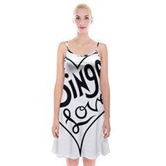 Singer Love Sign Heart Spaghetti Strap Velvet Dress