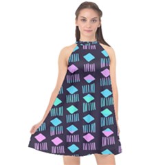 Polkadot Plaid Circle Line Pink Purple Blue Halter Neckline Chiffon Dress  by Mariart