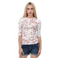 Floral Design Quarter Sleeve Tee