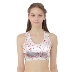 Floral Design Sports Bra With Border