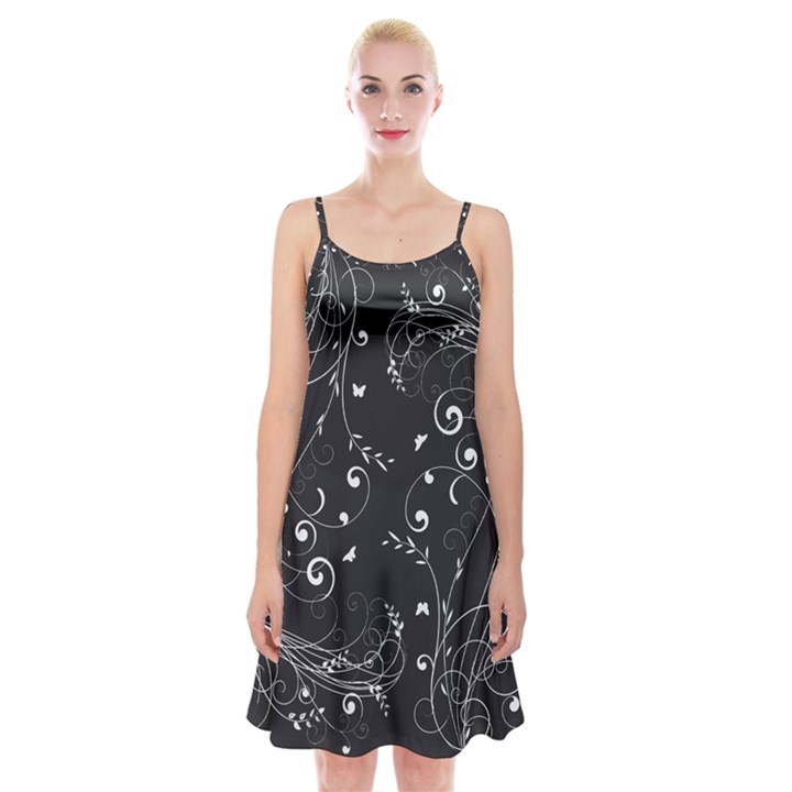 Floral design Spaghetti Strap Velvet Dress