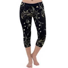 Floral Design Capri Yoga Leggings by ValentinaDesign