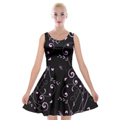 Floral Design Velvet Skater Dress