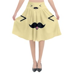 Mustache Flared Midi Skirt