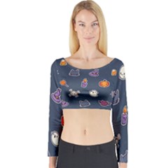 Kawaiieen Pattern Long Sleeve Crop Top by Nexatart