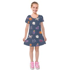 Kawaiieen Pattern Kids  Short Sleeve Velvet Dress by Nexatart