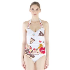 Chocopa Panda Halter Swimsuit by Nexatart