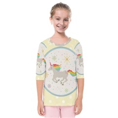 Unicorn Pattern Kids  Quarter Sleeve Raglan Tee