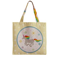 Unicorn Pattern Zipper Grocery Tote Bag by Nexatart