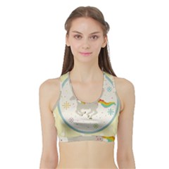 Unicorn Pattern Sports Bra With Border by Nexatart