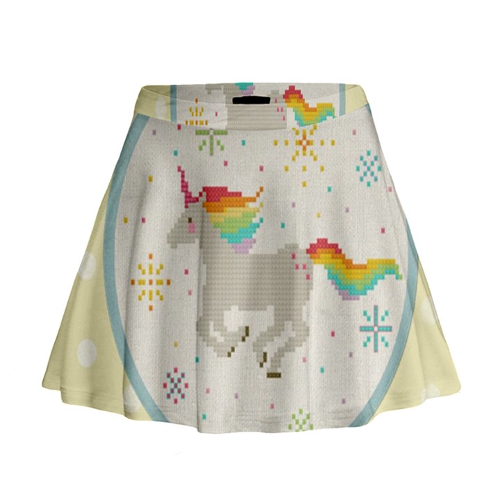 Unicorn Pattern Mini Flare Skirt