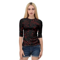 Floral Design Quarter Sleeve Tee