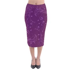 Floral Design Velvet Midi Pencil Skirt by ValentinaDesign