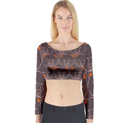 Bears Pattern Long Sleeve Crop Top by Nexatart