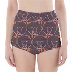 Bears Pattern High-waisted Bikini Bottoms by Nexatart