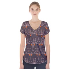 Bears Pattern Short Sleeve Front Detail Top by Nexatart