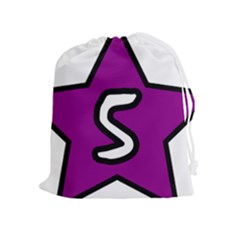 Star Five Purple White Drawstring Pouches (extra Large) by Mariart