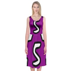 Star Five Purple White Midi Sleeveless Dress by Mariart