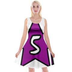 Star Five Purple White Reversible Velvet Sleeveless Dress by Mariart