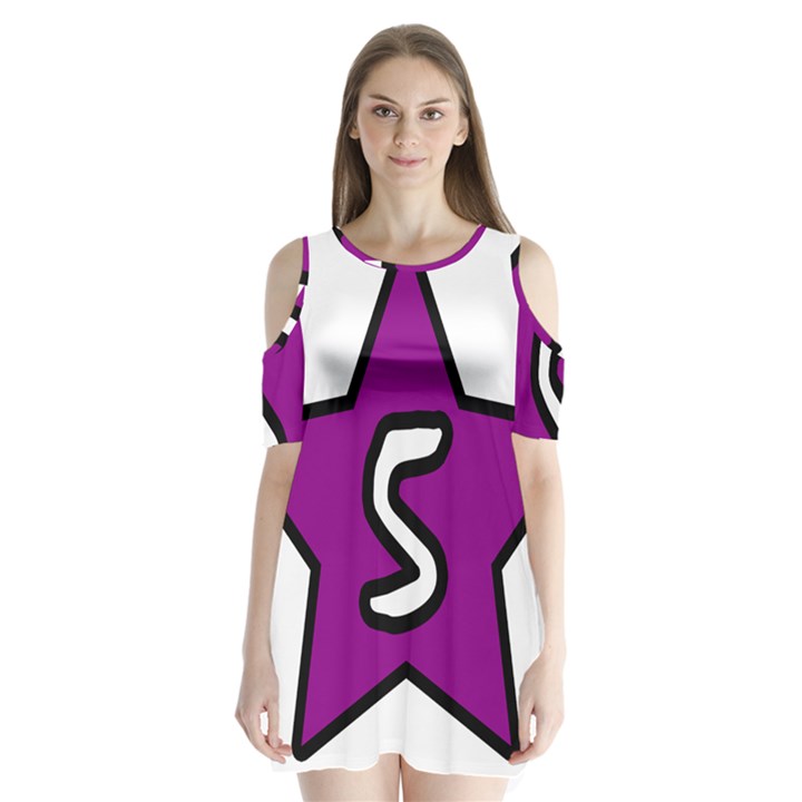 Star Five Purple White Shoulder Cutout Velvet  One Piece