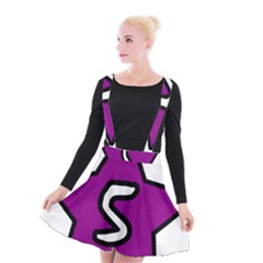 Star Five Purple White Suspender Skater Skirt