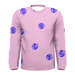 Star Space Balloon Moon Blue Pink Circle Round Polkadot Men s Long Sleeve Tee by Mariart