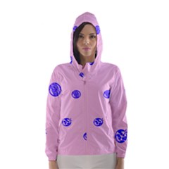 Star Space Balloon Moon Blue Pink Circle Round Polkadot Hooded Wind Breaker (women) by Mariart