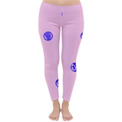 Star Space Balloon Moon Blue Pink Circle Round Polkadot Classic Winter Leggings by Mariart