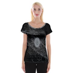 Space X Circle Line Black Women s Cap Sleeve Top by Mariart