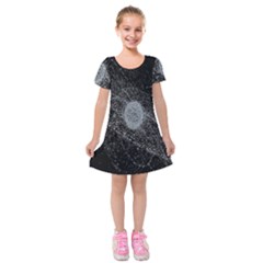 Space X Circle Line Black Kids  Short Sleeve Velvet Dress by Mariart