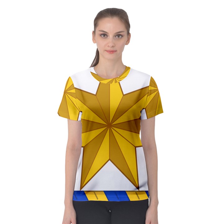 Star Yellow Blue Women s Sport Mesh Tee