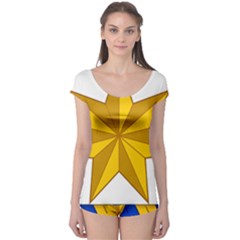 Star Yellow Blue Boyleg Leotard  by Mariart