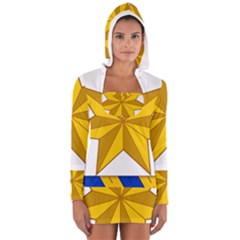 Star Yellow Blue Women s Long Sleeve Hooded T-shirt by Mariart