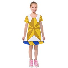 Star Yellow Blue Kids  Short Sleeve Velvet Dress by Mariart