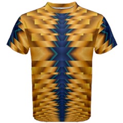 Plaid Blue Gold Wave Chevron Men s Cotton Tee by Mariart