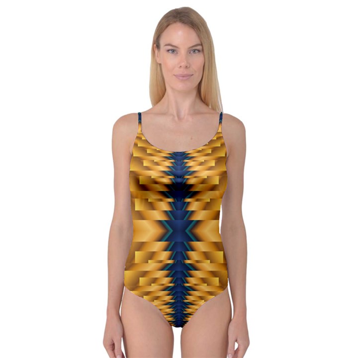 Plaid Blue Gold Wave Chevron Camisole Leotard 