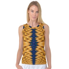 Plaid Blue Gold Wave Chevron Women s Basketball Tank Top by Mariart