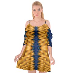 Plaid Blue Gold Wave Chevron Cutout Spaghetti Strap Chiffon Dress