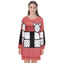 Sushi Cat Japanese Food Long Sleeve Chiffon Shift Dress  View1