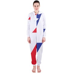 Three Colors Blue White Line Star Hooded Jumpsuit (ladies)  by Mariart