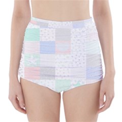 Sweet Dreams Rag Quilt High-waisted Bikini Bottoms by Mariart